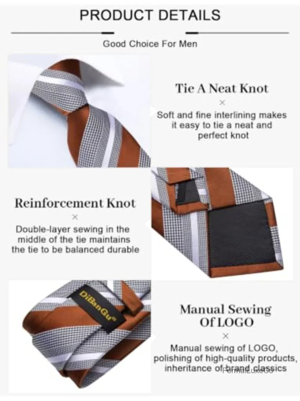 Men's Silk Blend Striped Tie and Pocket Square Set with Gift Box Formal